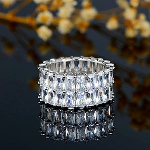 BRILLIANT Double Row 18KGP  Emerald Cut Lab Diamond Ring